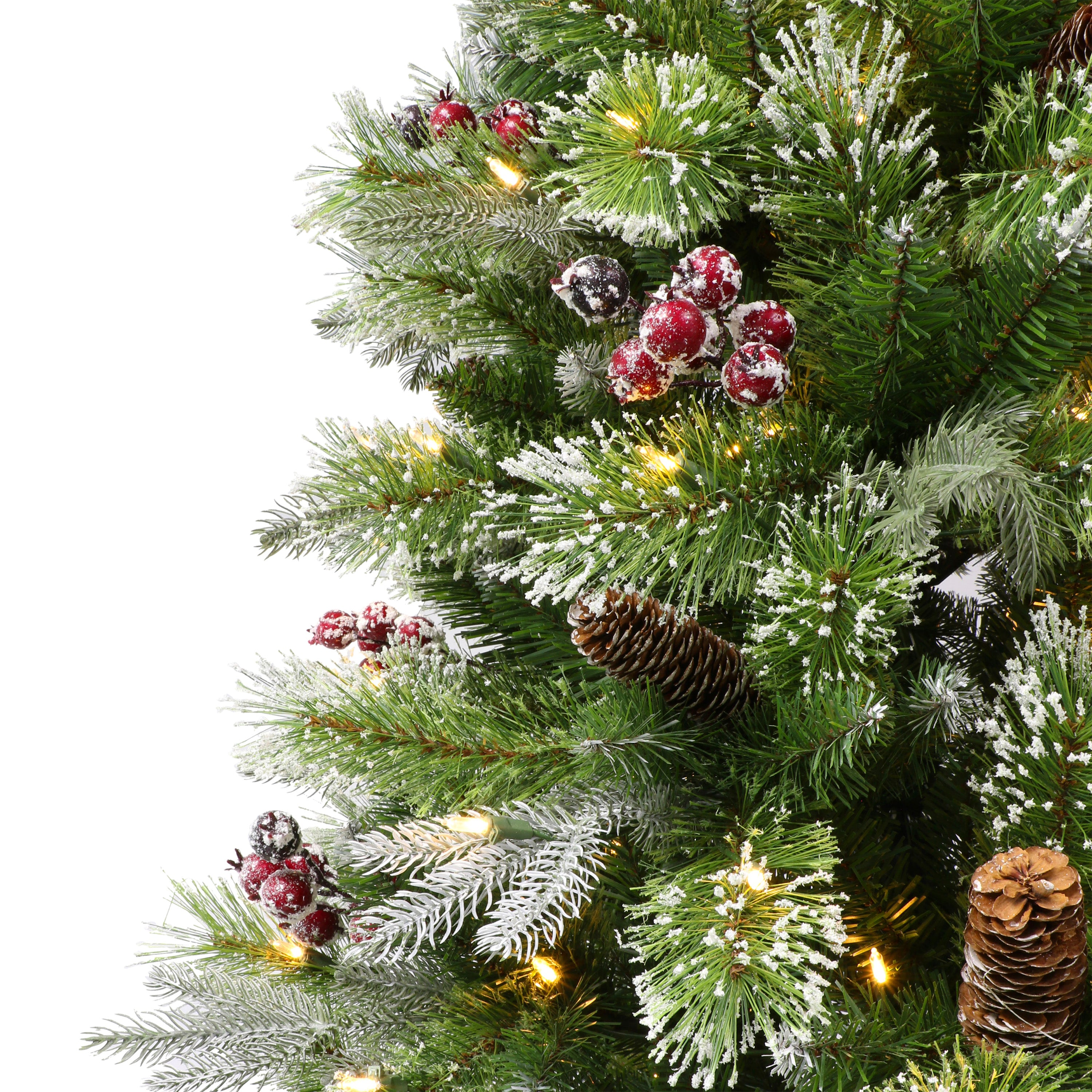 7.5ft Pre-Lit Frosted Slim Berry Spruce Christmas Tree